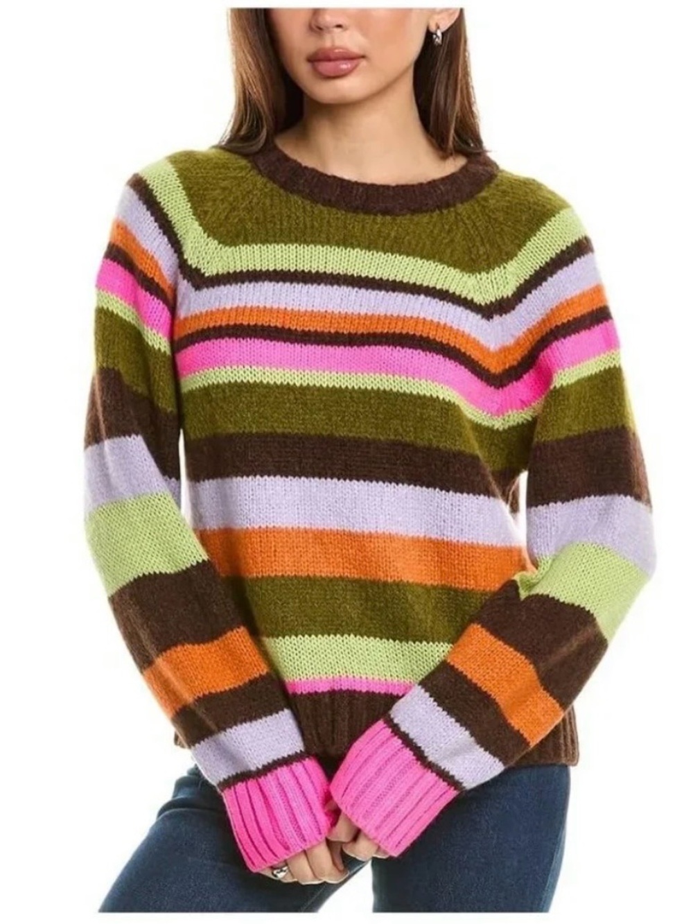 Velvet by Graham & Spencer Nessie Alpaca Blend Striped Crewneck Sweater Size XS